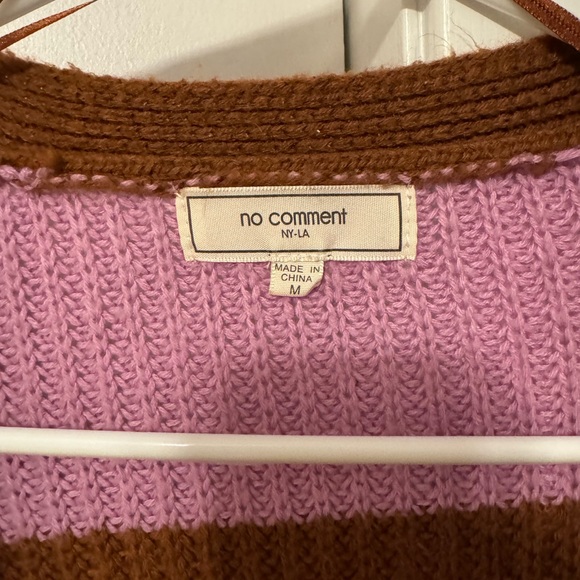 Pink and Orange Checkered Sweater Cardigan - Picture 3 of 3